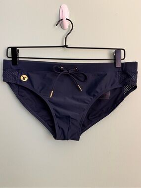 Men’s TEAMM8 Skipper Swim Brief – Navy Blue Mesh Side Panels – Size L (34-36)